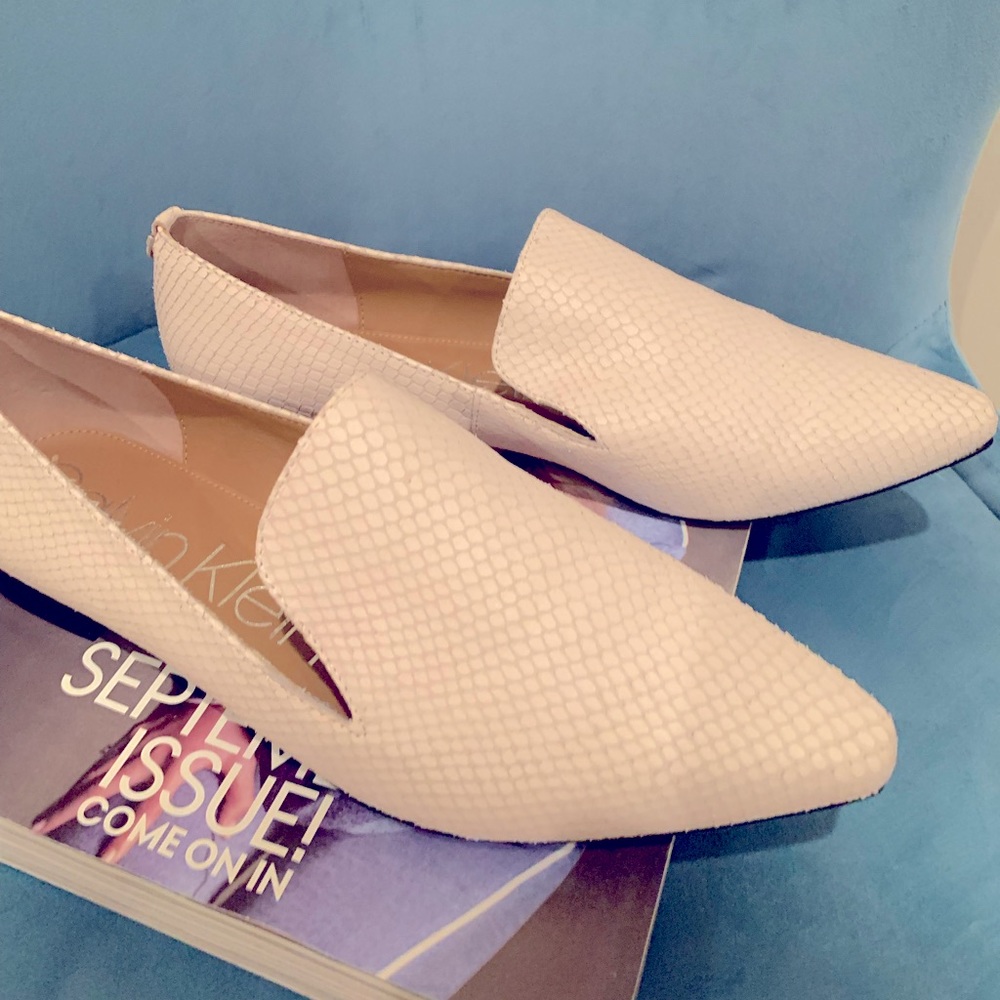 Calvin Klein Winter White flats, size 10.